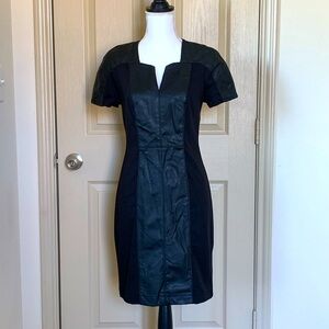 👔 Black ponte and faux leather short sleeve dress size 6